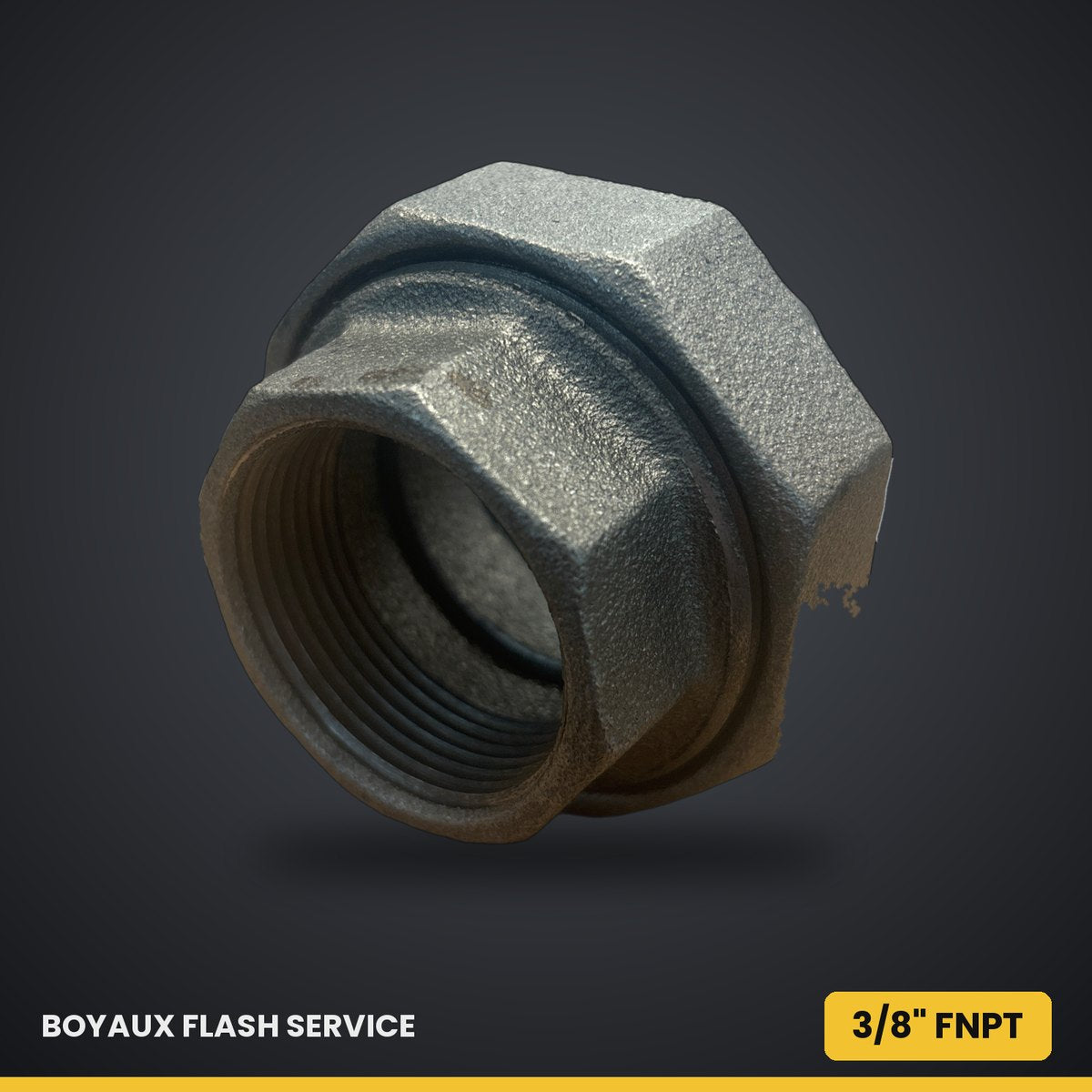 Union en acier noir 3/8" FNPT — BI-104-C