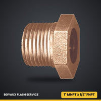Bague de réduction en laiton 1" MNPT x 1/2" FNPT Bronze coulé