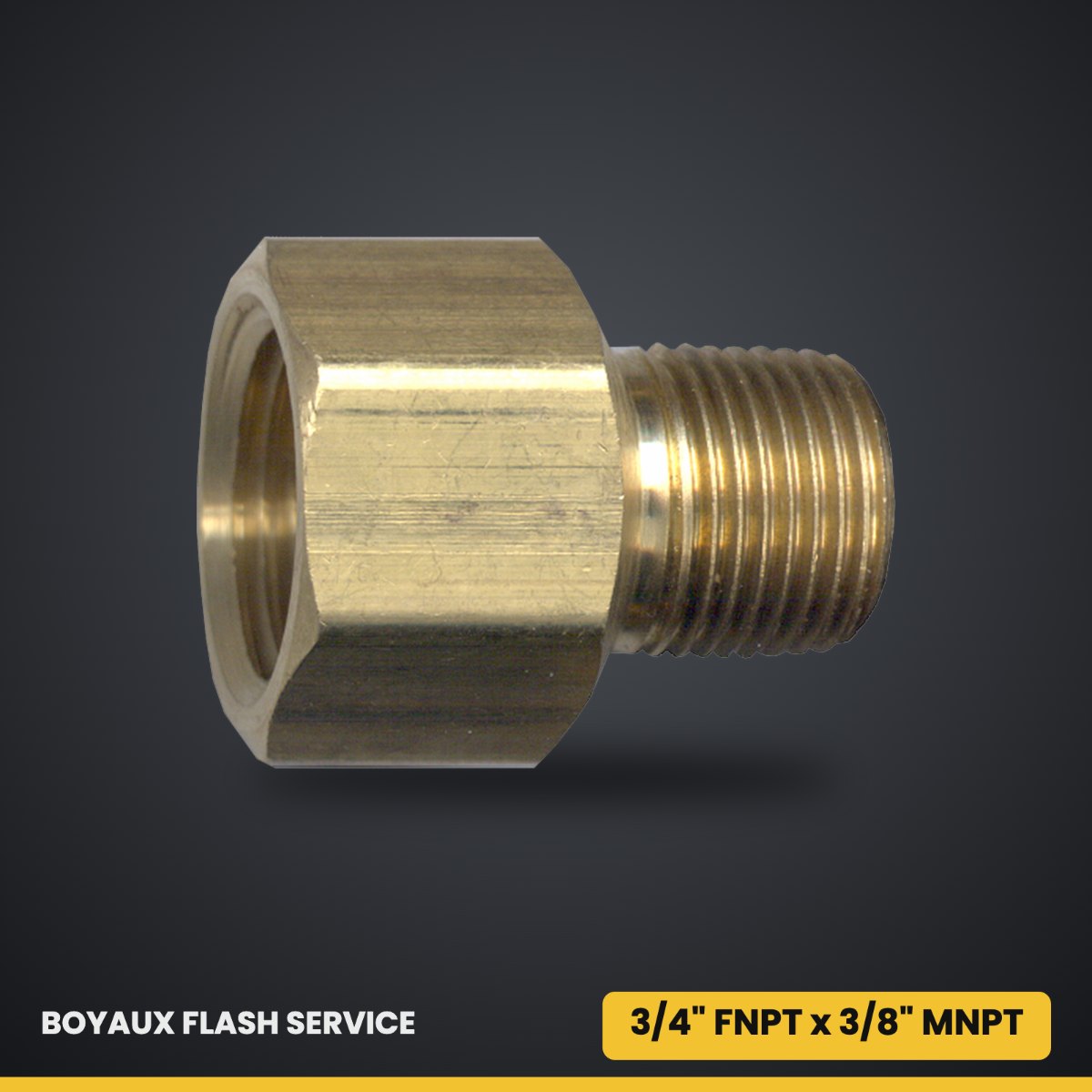 Adaptateur mâle-femelle en laiton 3/4" FNPT x 3/8" MNPT