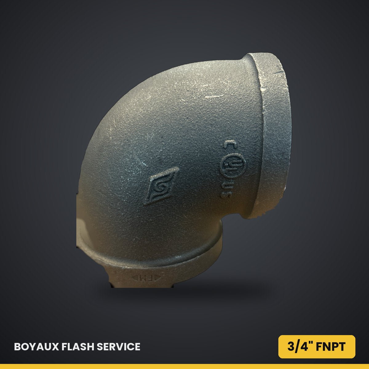 Coude 90° femelle en acier noir 3/4" FNPT — BI-100-E