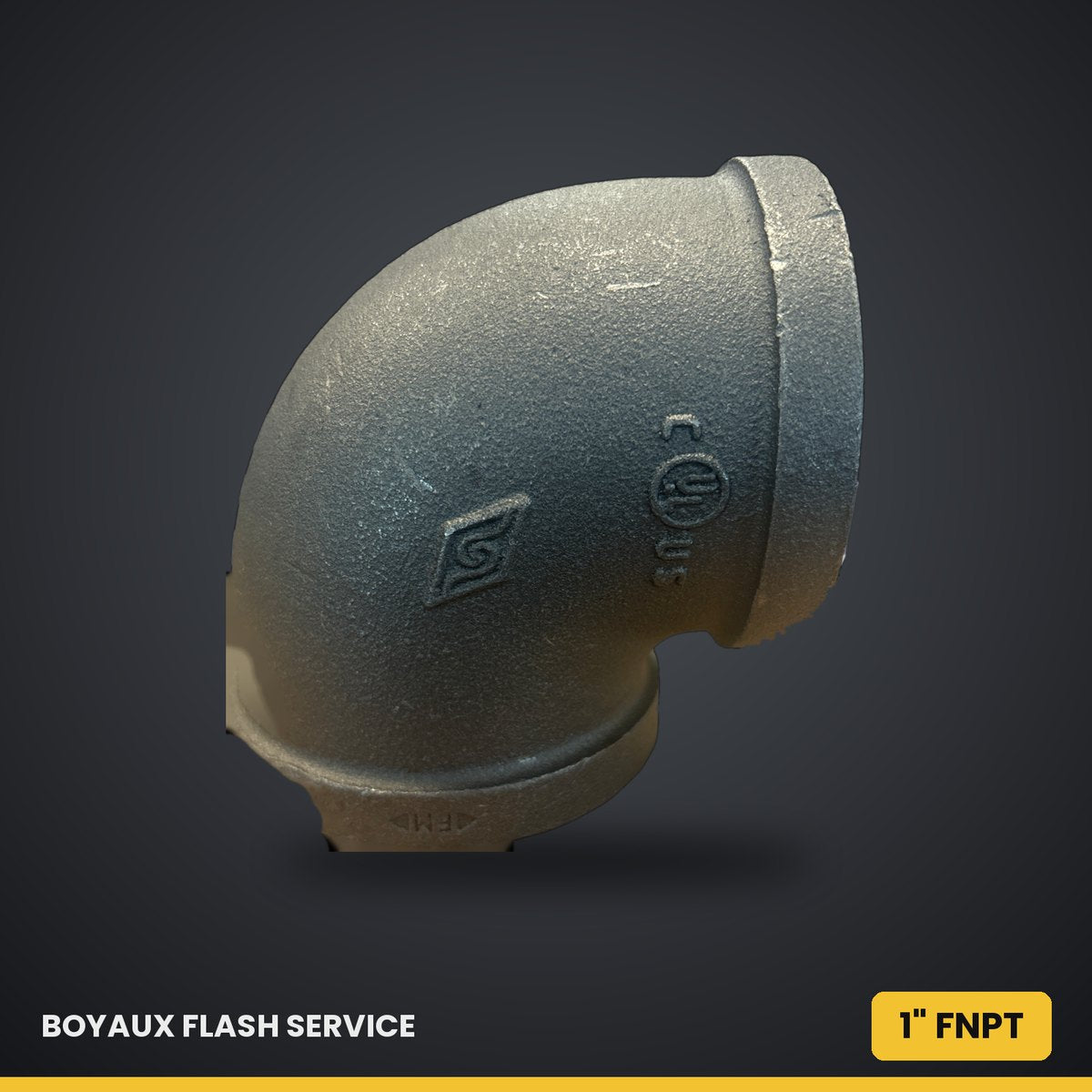 Coude 90° femelle en acier noir 1" FNPT — BI-100-H
