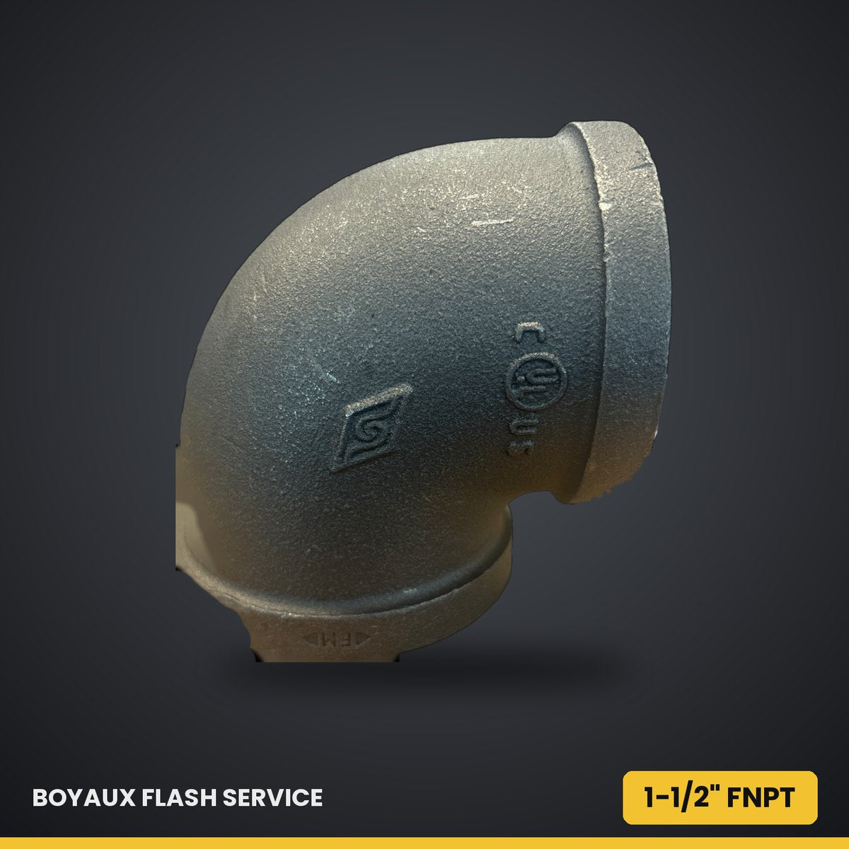 Coude 90° femelle en acier noir 1-1/2" FNPT — BI-100-K