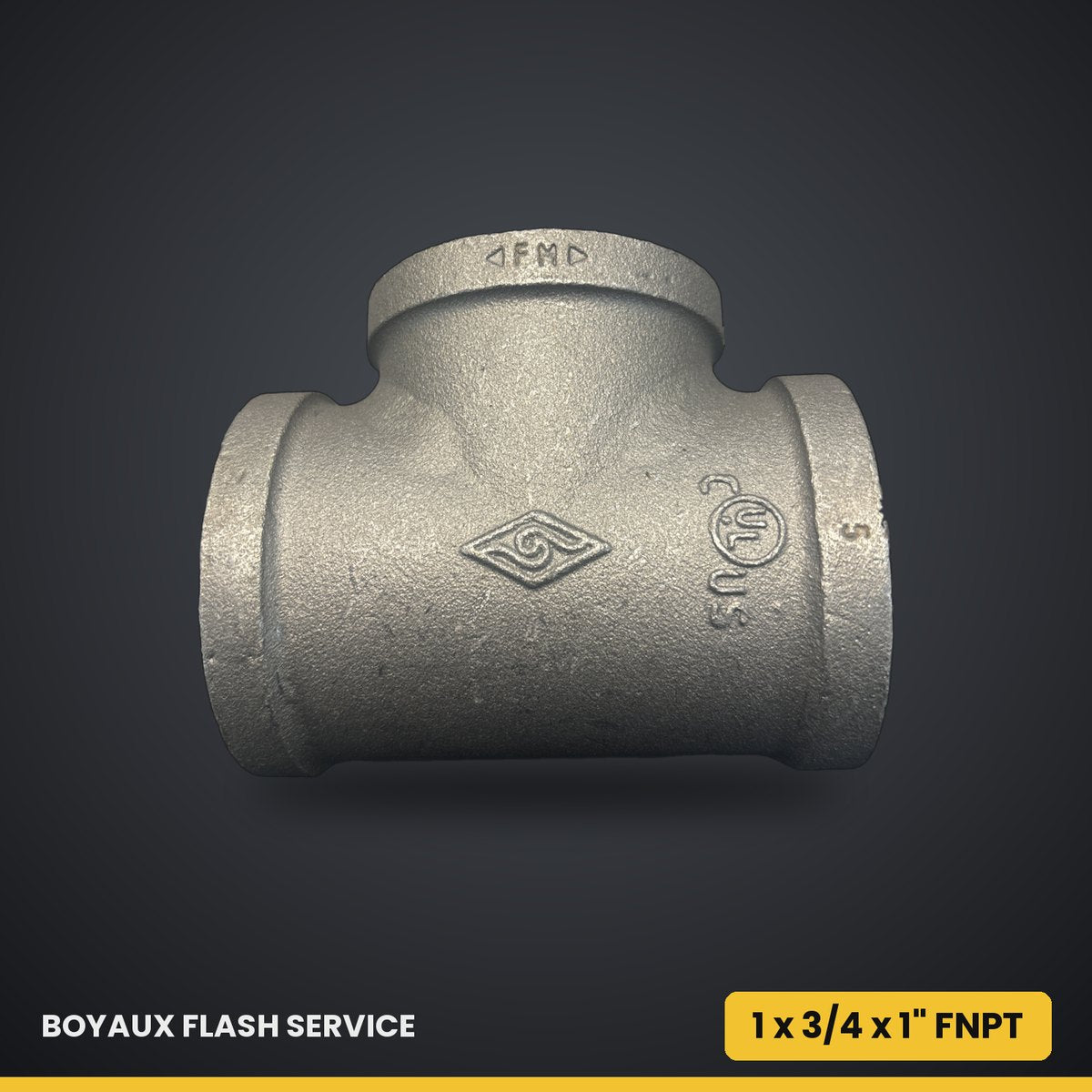 Té femelle en acier noir 1" x 3/4" x 1" FNPT — BI-101-HEH