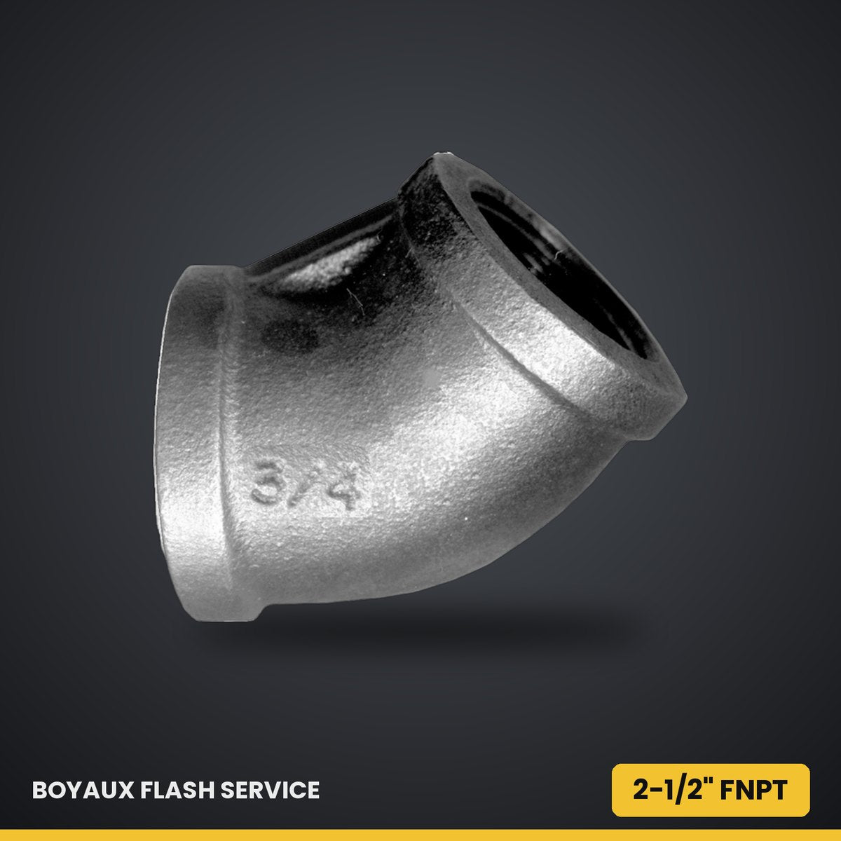 Coude 45° femelle en acier noir 2-1/2" FNPT — BI-105-N